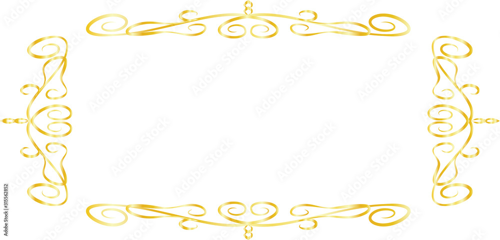 Gold Horizontal rectangular antique pattern frame