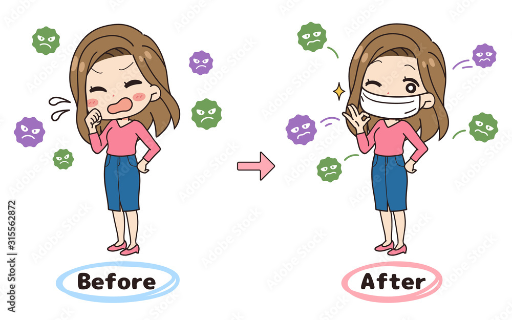 感染症を心配する女性のイラスト ビフォーアフター 全身図 Stock Vector Adobe Stock 感染症を心配する女性のイラスト ビフォーアフター 全身図 Stock Vector Adobe Stock