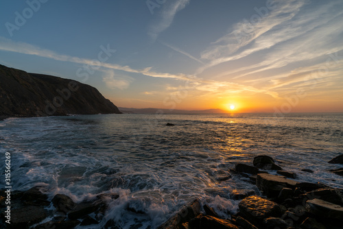 Nightfall on the beach of Barrika  a magical place on the coast of the Basque Country  a natural paradise