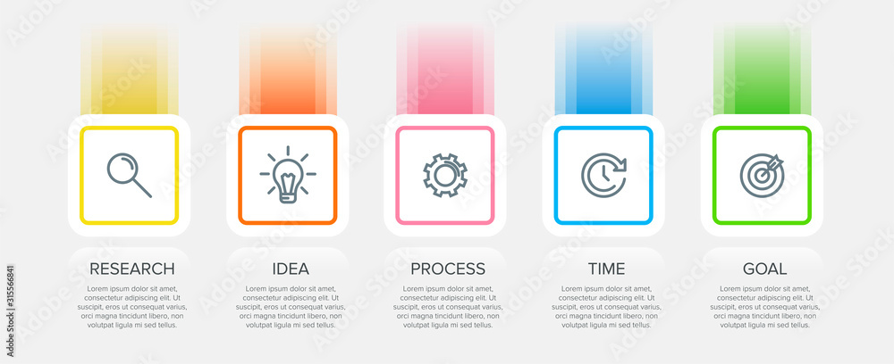 Infographic design with icons and 5 options or steps. Thin line vector. Infographics business concept. Can be used for info graphics, flow charts, presentations, web sites, banners, printed materials.