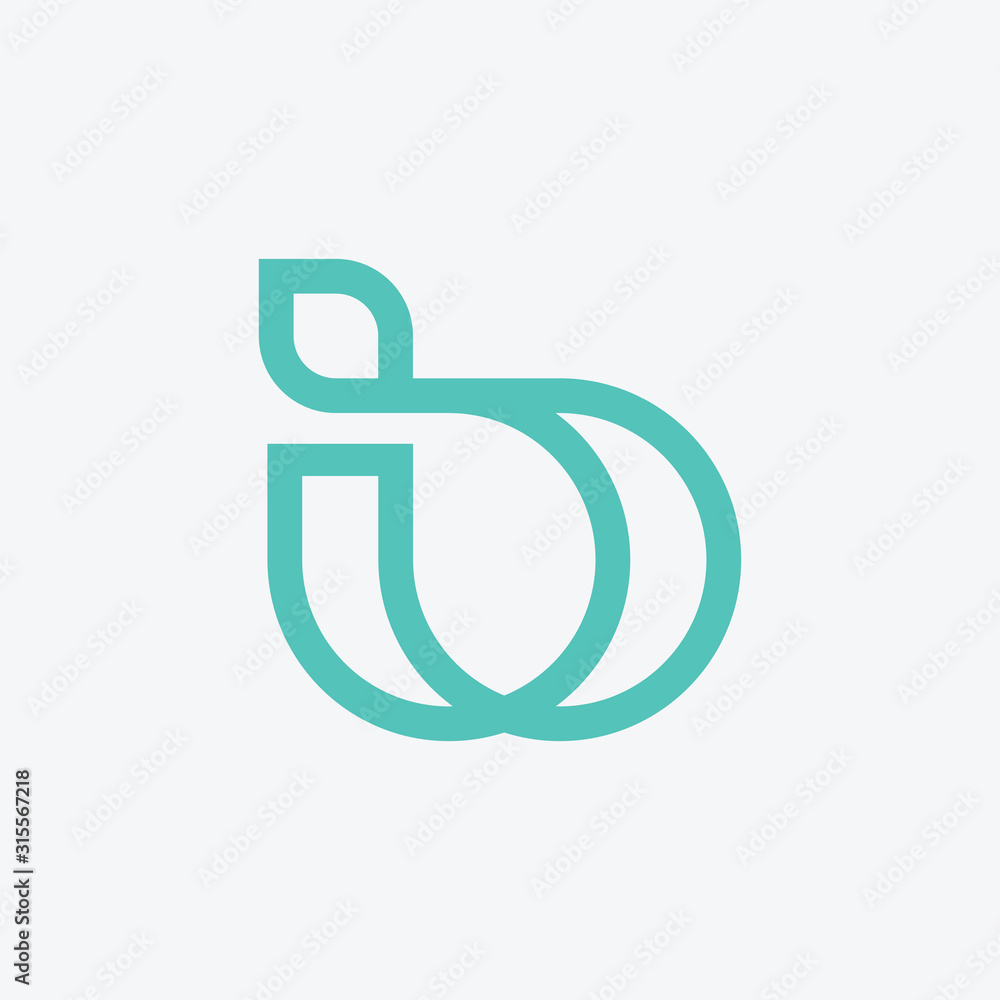 abstract Initial letters B with leaf concept. logo mono line concept - vector abstract Initial letters B with leaf concept. logo mono line concept - vector