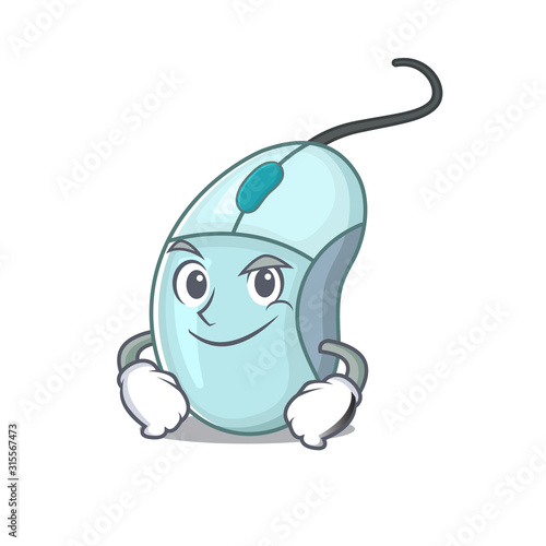 Cool computer mouse mascot character with Smirking face