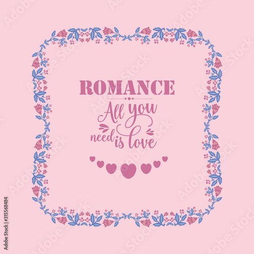 Romance Card template, with elegant leaf and floral frame design. Vector © StockFloral