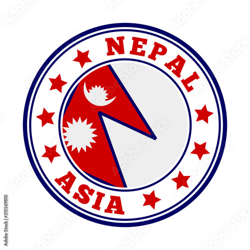 Nepal sign with flag logo. Vector illustration.