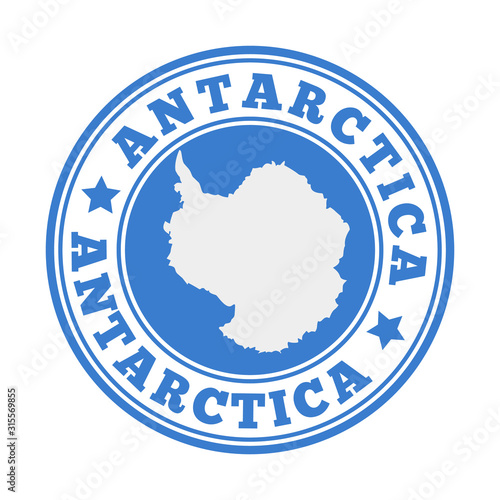 Antarctica sign. Round country logo with flag of Antarctica. Vector illustration.