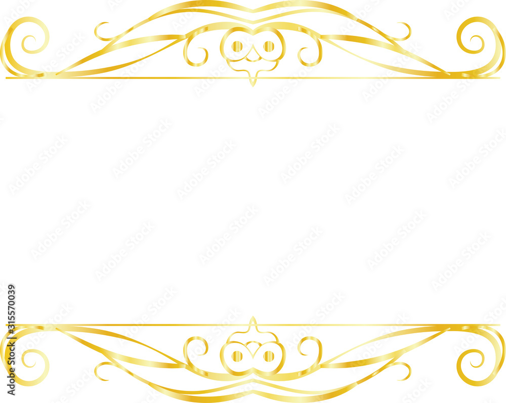 Gold Top and bottom antique pattern frame Gold Top and bottom antique pattern frame