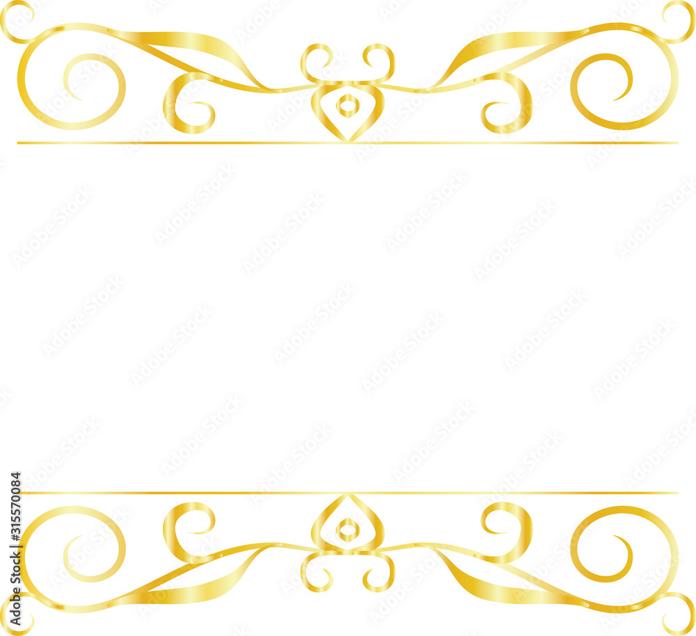 Gold Top and bottom antique pattern frame