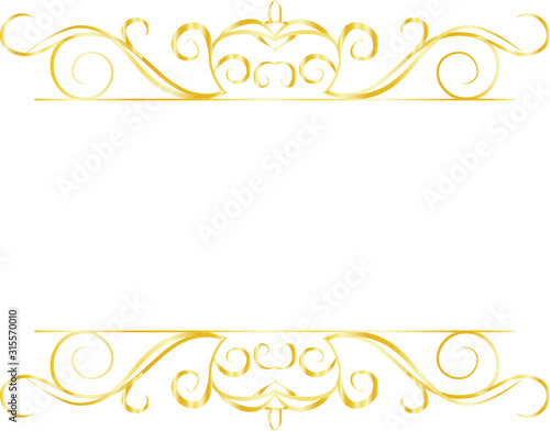 Gold Top and bottom antique pattern frame