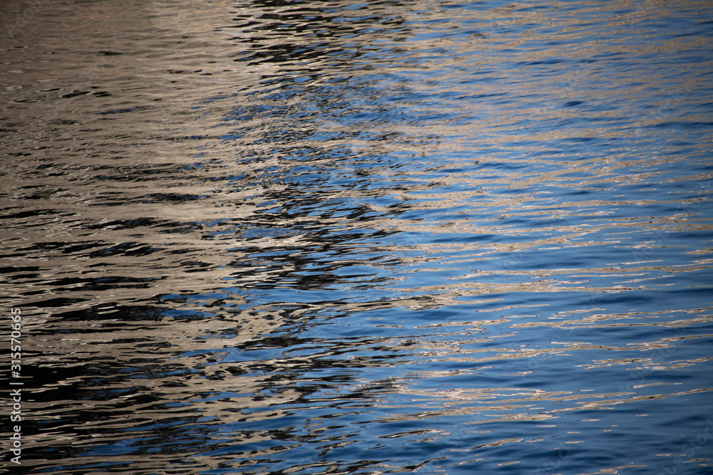 Abstract water reflection with beautiful waves. Background shot.