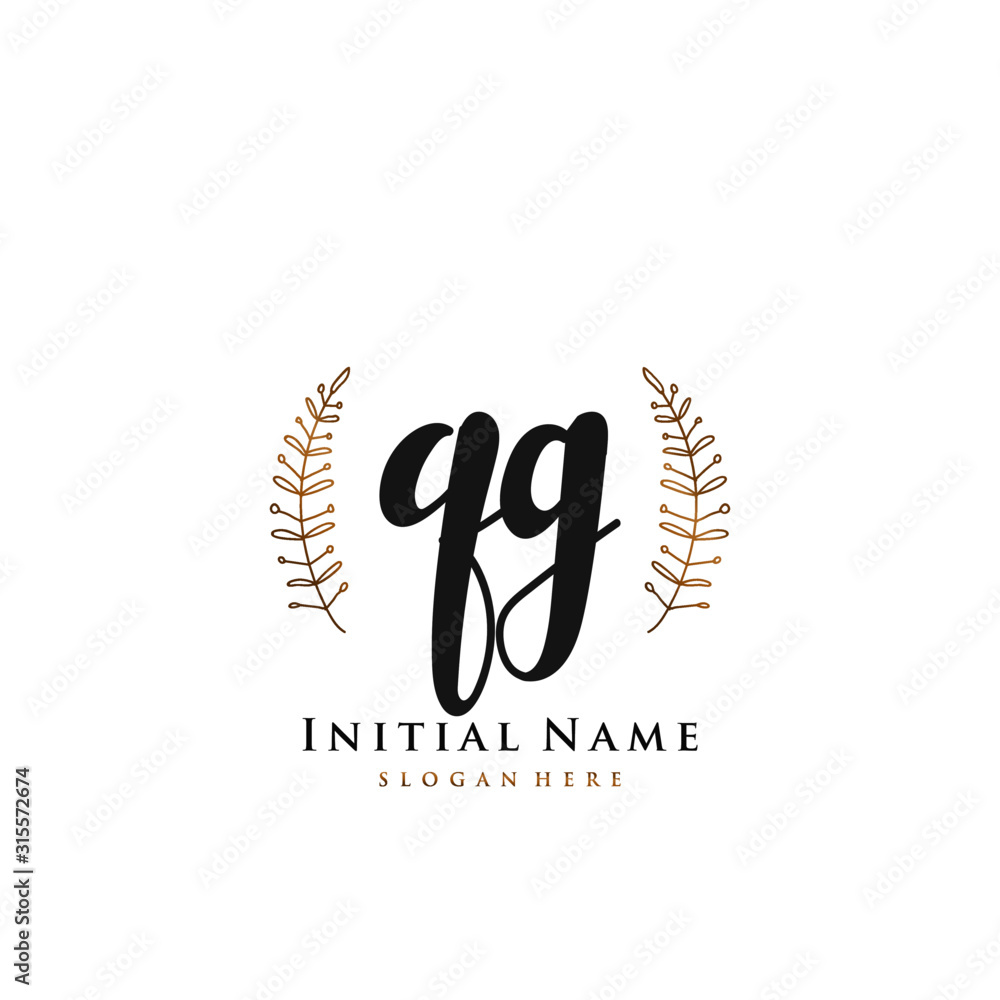 QG Initial handwriting logo vector QG Initial handwriting logo vector