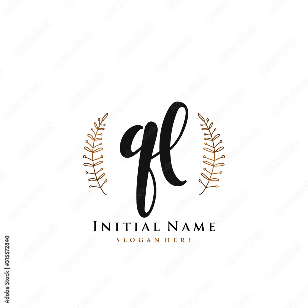 QL Initial handwriting logo vector QL Initial handwriting logo vector