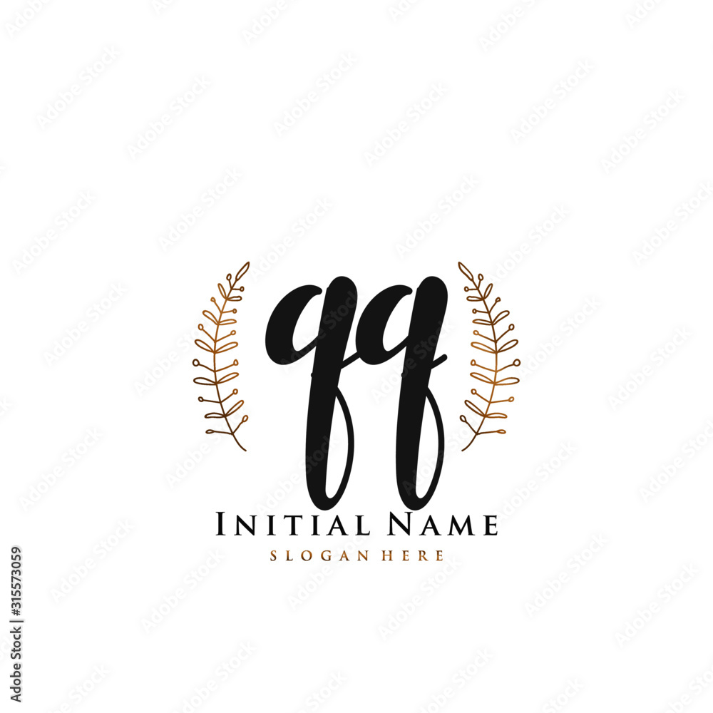 QQ Initial handwriting logo vector QQ Initial handwriting logo vector
