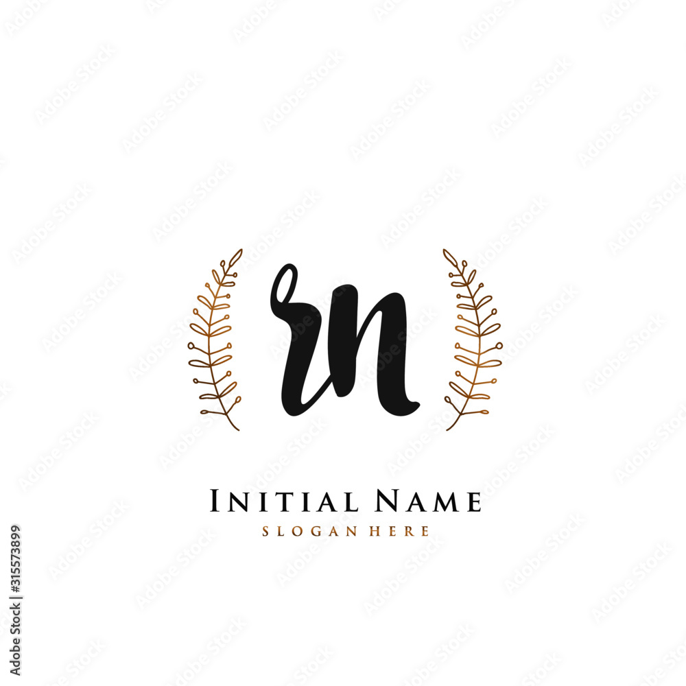RN Initial handwriting logo vector RN Initial handwriting logo vector