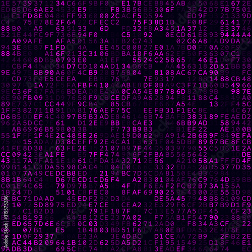 Tech background. Magenta filled hexademical pairs background. Medium sized seamless pattern. Vibrant vector illustration.
