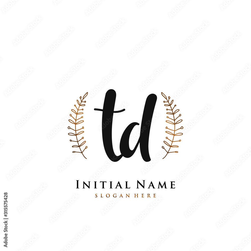 TD Initial handwriting logo vector TD Initial handwriting logo vector