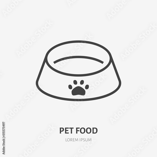 Pet bowl line icon, vector pictogram of dog food. Animal empty meal plate illustration sign for pet shop