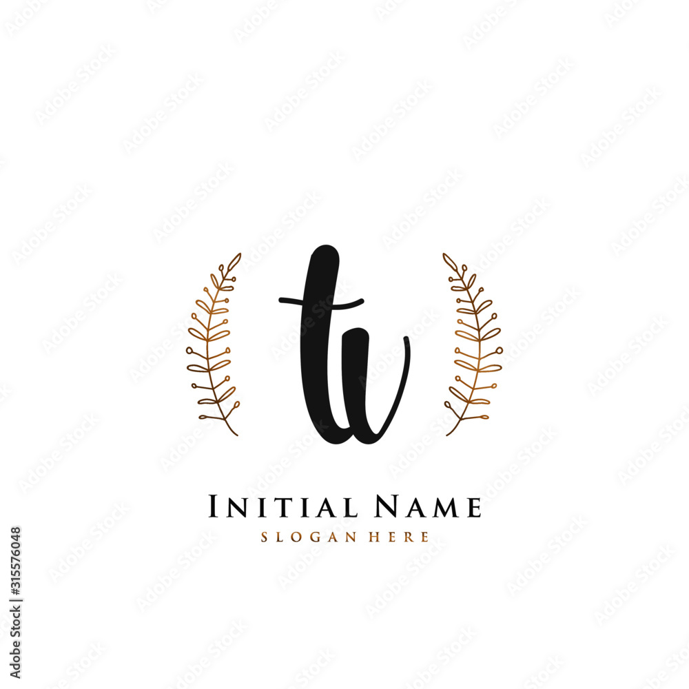TV Initial handwriting logo vector TV Initial handwriting logo vector