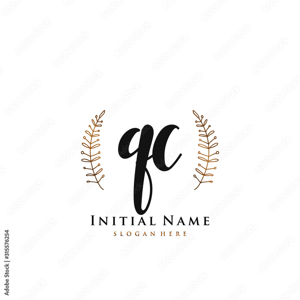 QC Initial handwriting logo vector QC Initial handwriting logo vector