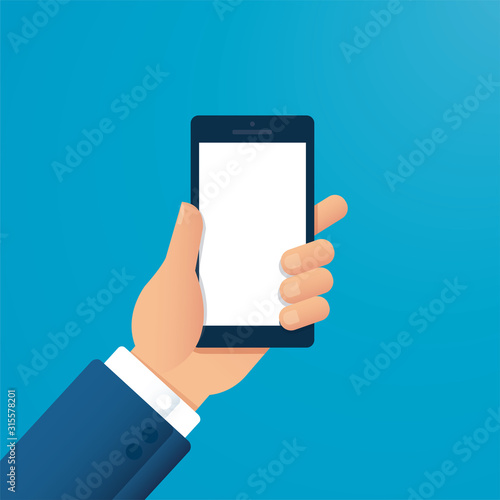 hand holding smartphone vector illustration EPS10