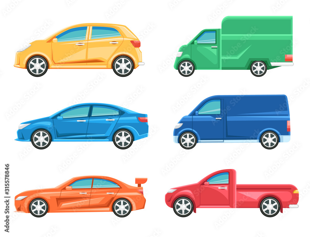 Fototapeta premium Set of different car icon and elements. Flat design