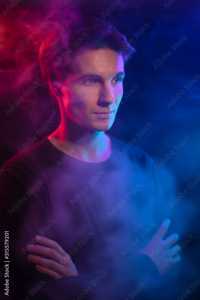 male neon portrait.