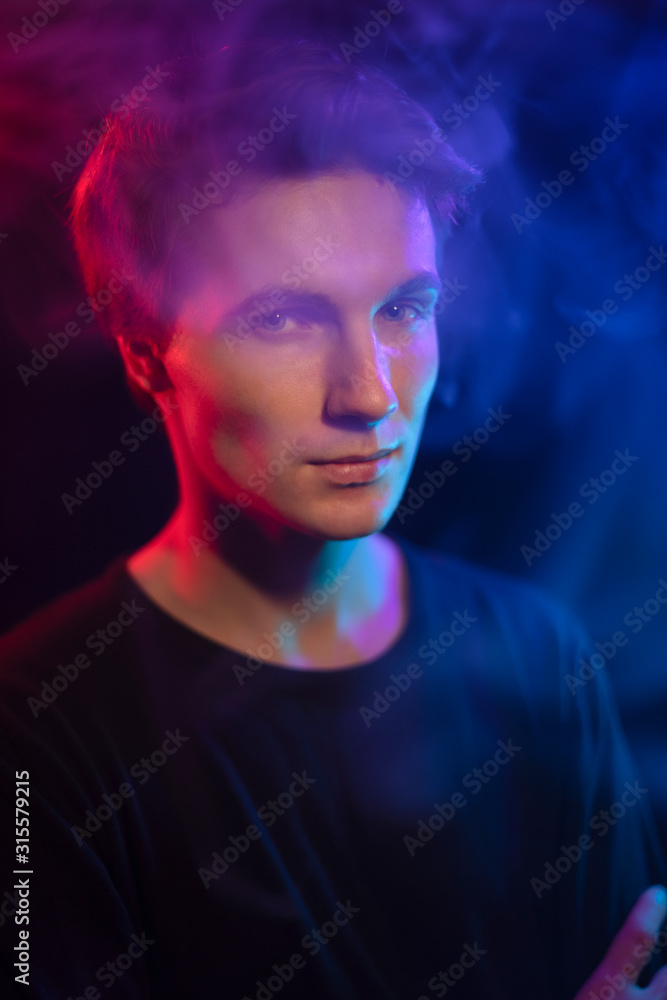 male neon portrait.