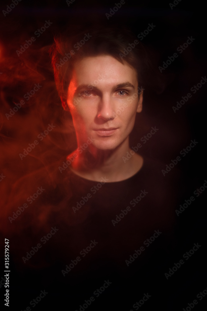 male neon portrait. male neon portrait.