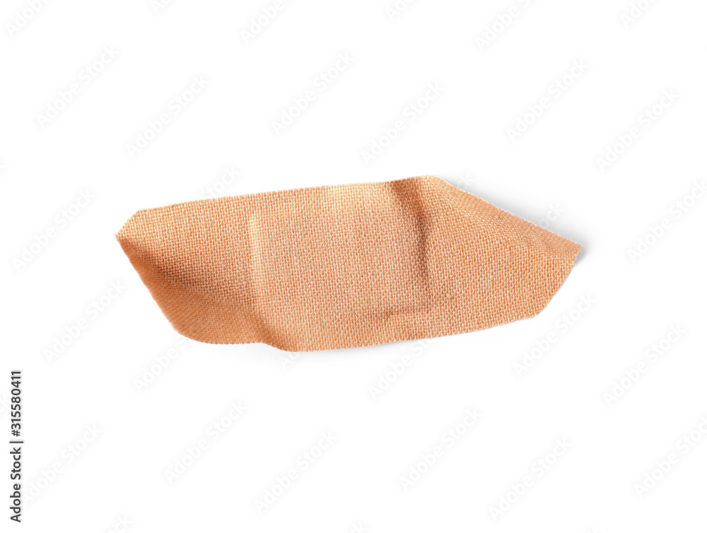 Obraz premium Used sticking plaster isolated on white, top view. First aid item