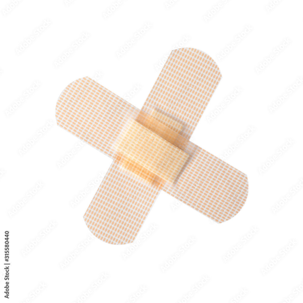 Medical sticking plasters isolated on white. First aid item Medical sticking plasters isolated on white. First aid item