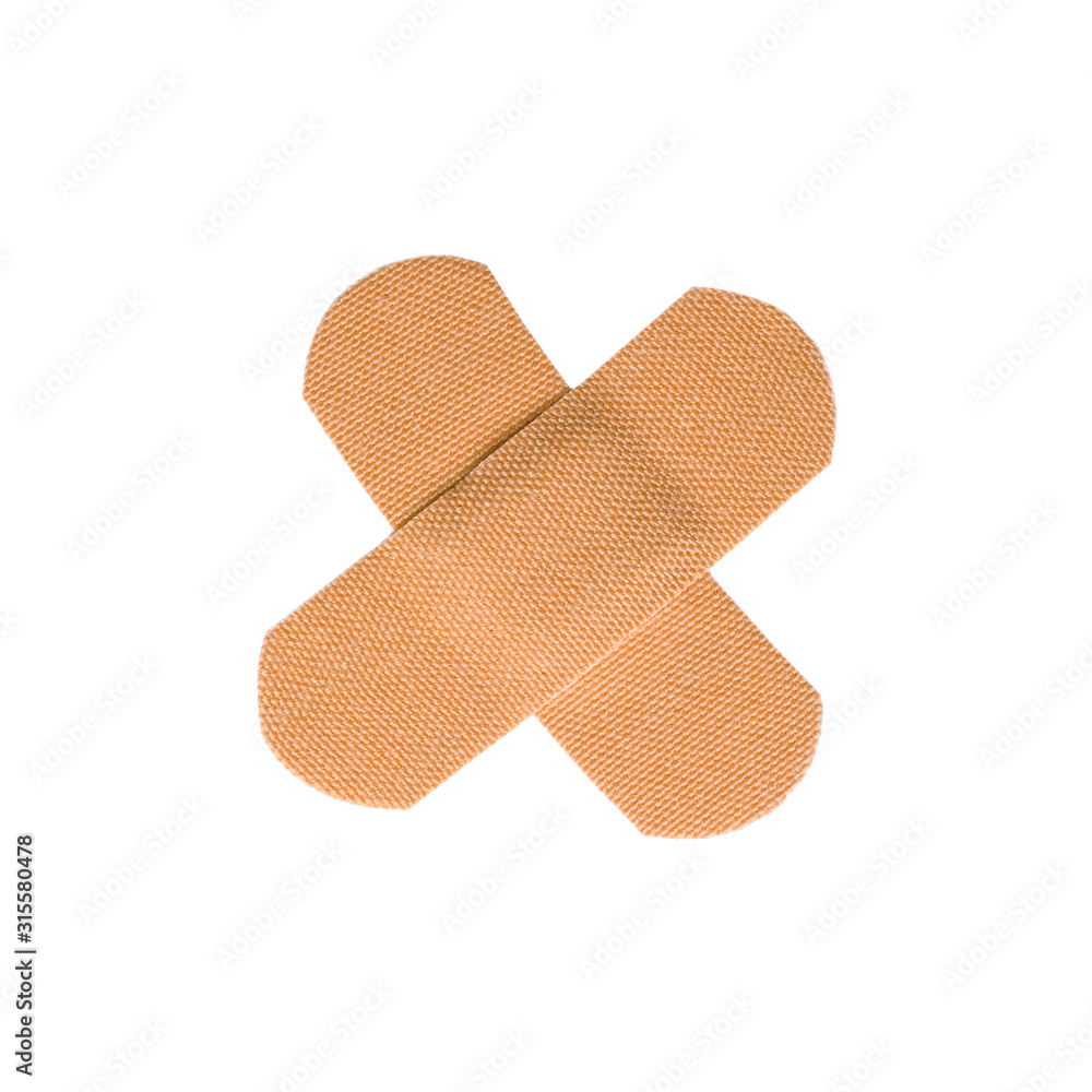Medical sticking plasters isolated on white. First aid item Medical sticking plasters isolated on white. First aid item