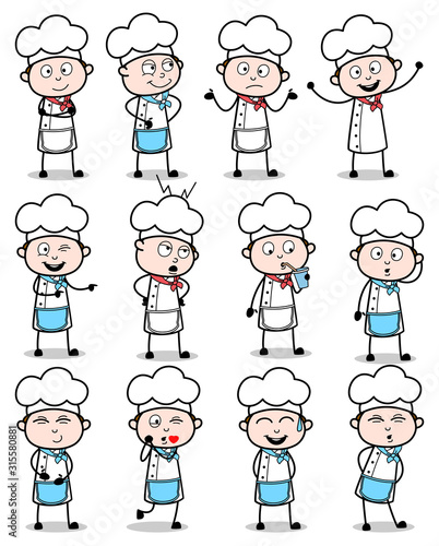 Cartoon Chef Poses - Set of Concepts Vector illustrations