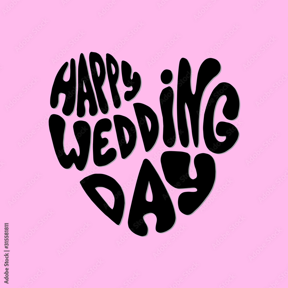 Obraz Typography Happy Wedding. Calligraphy Text. Hand Drawn Lettering Sign
