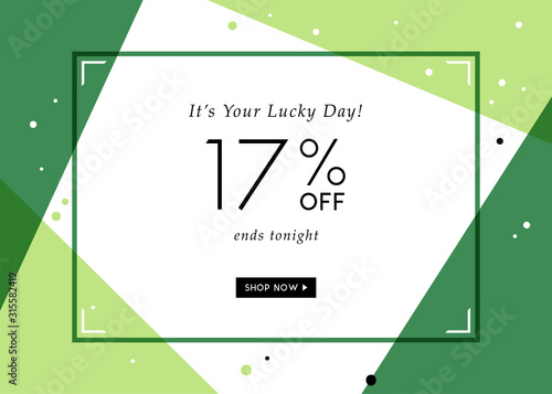 St. Patrick's Day sale banner with stylish background for social media, ads and email design, web site, flyer, shop poster, display, advertising print, promotional material and announcement.