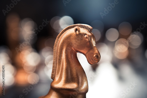 Golden luxury chess piece knight