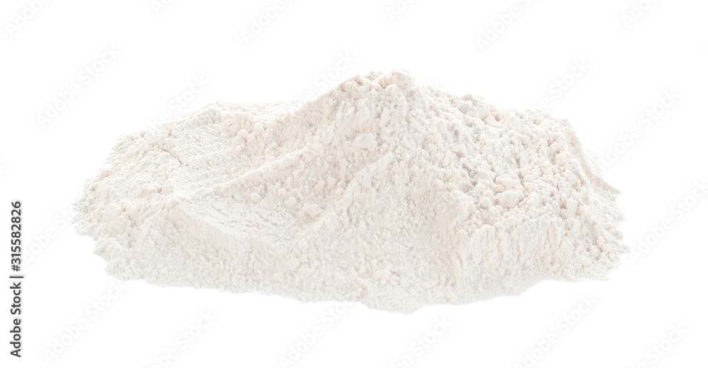 Pile of organic flour isolated on white Pile of organic flour isolated on white
