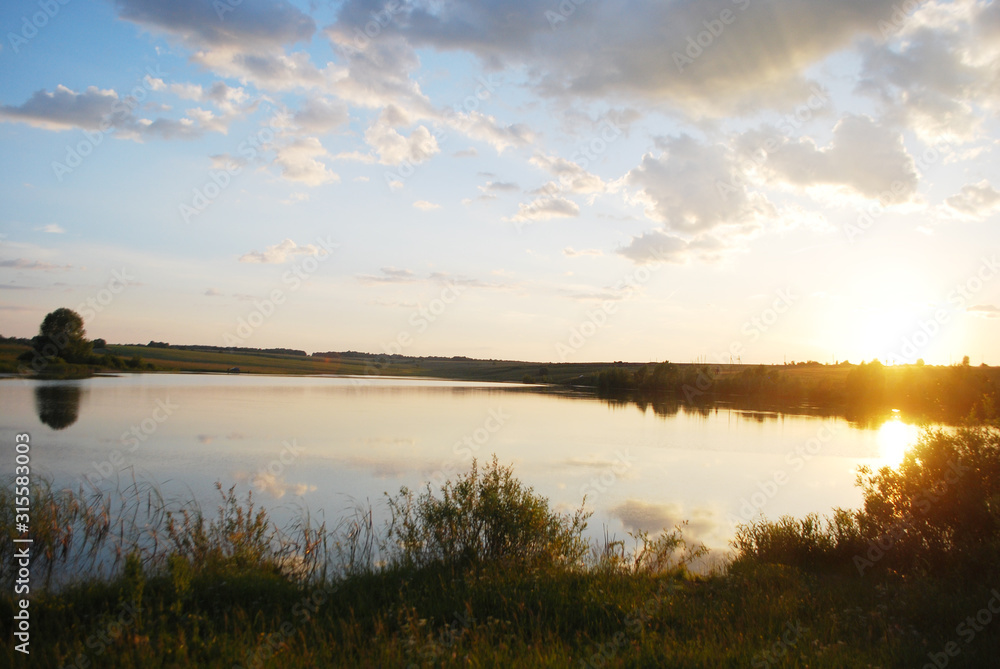 sunset over lake