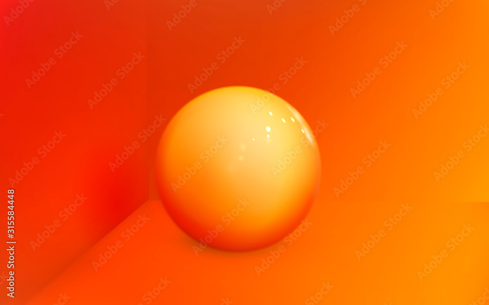 Abstract background with sphere angular minimalistic, orange red ball. Design decoration of clean round shape realistic object, orb geometric simple figure. Corner vector illustration Abstract background with sphere angular minimalistic, orange red ball. Design decoration of clean round shape realistic object, orb geometric simple figure. Corner vector illustration