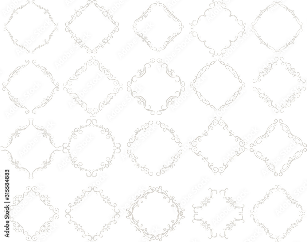 Fototapeta premium White Diamond antique pattern frame set