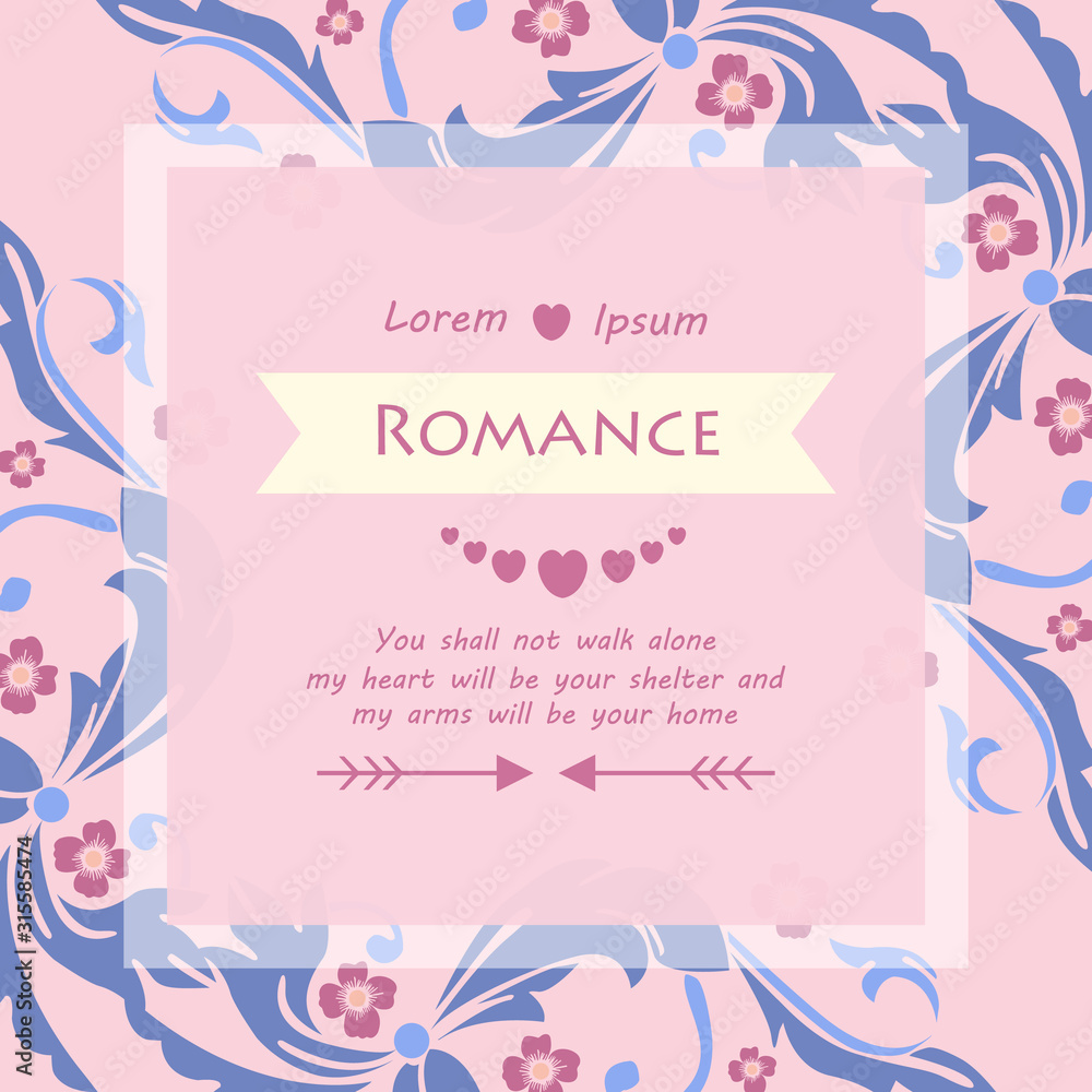 The beauty decoration of leaf and flower frame, for seamless romance invitation card design. Vector