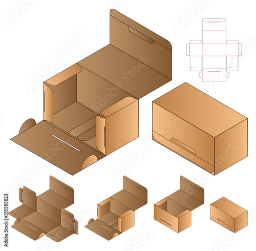 Paper Bag packaging die cut template design. 3d mock-up