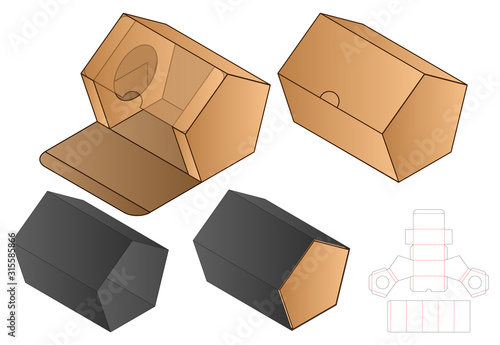 pentagon shape Paper Bag packaging diecut template