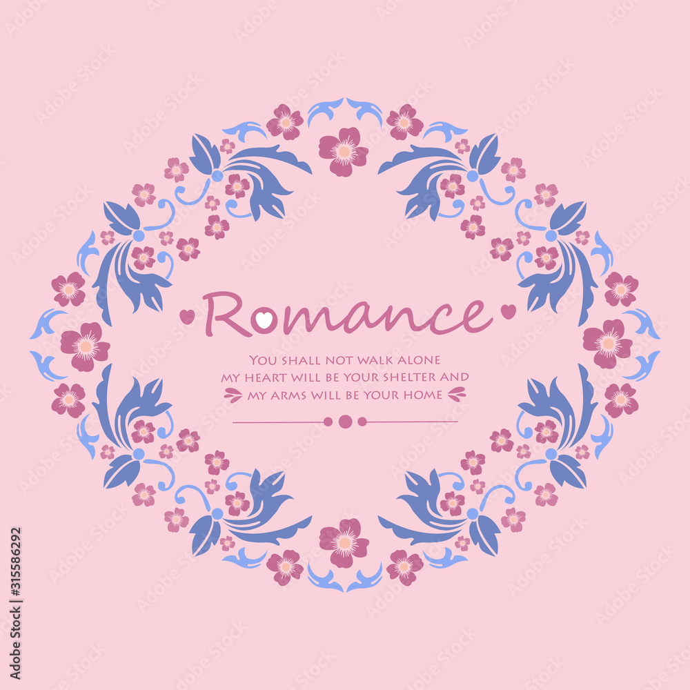 Pink background, with beautiful crowd of leaf and floral frame, for elegant romance invitation card design. Vector Pink background, with beautiful crowd of leaf and floral frame, for elegant romance invitation card design. Vector