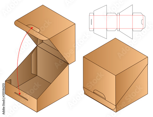 Paper Bag packaging die cut template design. 3d mock-up