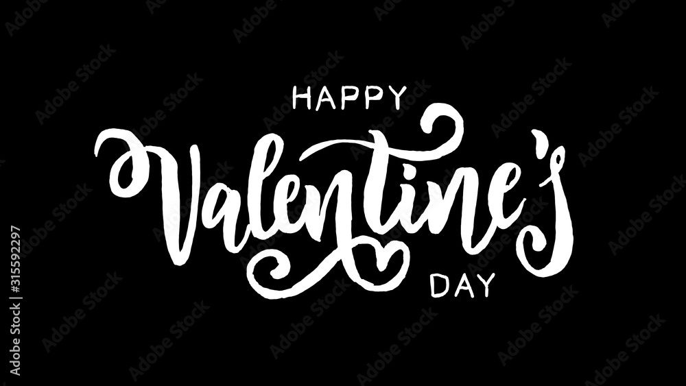 Valentine's day logo animation, hand-drawn effect writing, ideal footage for romantic moments and for Valentine's day, black and white