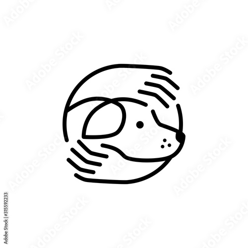 dog care hand hugs logo vector icon illustration line outline monoline