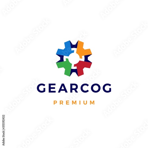 gear cog cogs logo vector icon illustration colorful photo