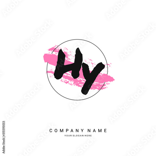 HY initial letter circle brush template logo