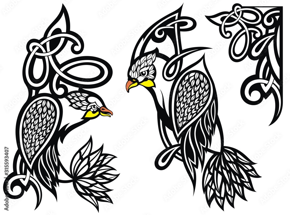 Tattoo design birds, tattoo art tribal vector. Corner tattoo element Stock  Vector | Adobe Stock