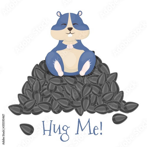 Hamster hum me card cute card. Vector illustration little cartoon animal.