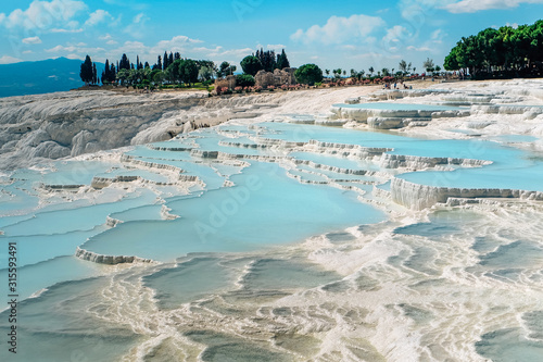 Natural travertine pools and terraces in Pamukkale Turkey photo
